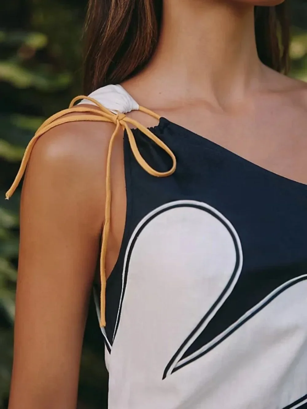 New Farm Rio x Anthropologie One-Shoulder Linen Flower Mini Dress L - Picture 4 of 7